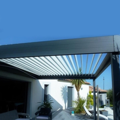 Rainproof motorized opening roof louver pergola aluminum slats