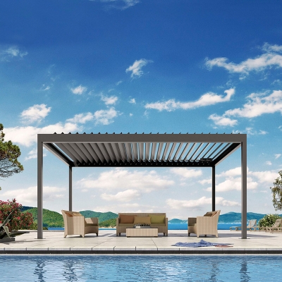 Sun Shading Outdoor Adjustable Waterproof Garden Pergola Roof With Electric System