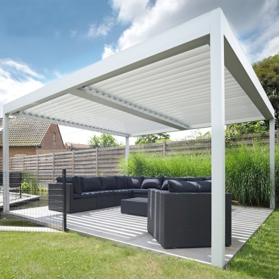 Outdoor motorised louver roof waterproof pergola with rotating roof