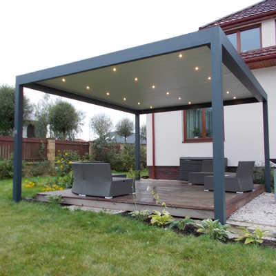 4x3m Motorized opening roof aluminium frame pavilion gazebo garden metal pergola outdoor