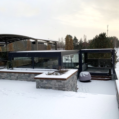 Sunshade louvered roof bioclimatic arches arbours pergolas aluminium outdoor