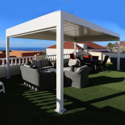 3x6m Luxury patio roof steel garden aluminum pergola gazebo with retractable curtains