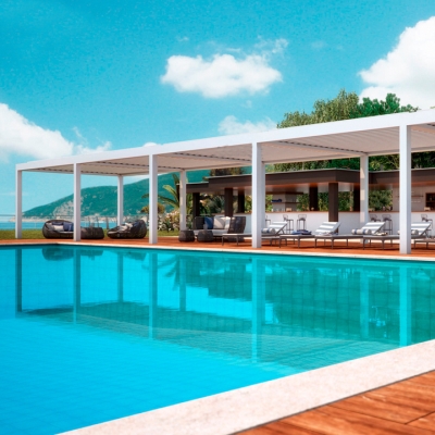 Sun shade outdoor rainproof automatic aluminum garden patio louver roof pergola 3x4