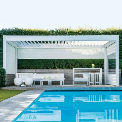 Free standing outdoor bioclimatic aluminium pergola waterproof with adjustable louver