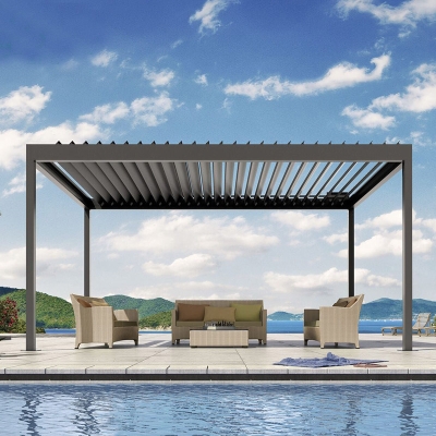 Sun shading balcony garden decoration aluminium louver roof pergola bioclimatic for sale