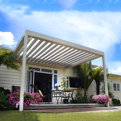 Patio roofing aluminum louver roof pergola bioclimatic with glass door