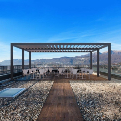 Easily assembled motorised garden aluminum pergola cover design for swimming pool