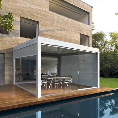 Remote controlled motorized garden patio aluminum pergola roof 4x4m