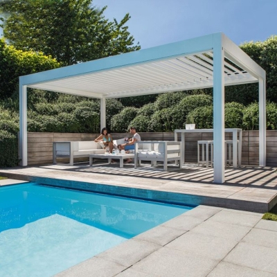 Waterproof Remote Opening Louvre garden System Pergola Deck