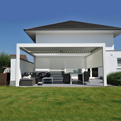 Modern Rainproof Aluminum Bioclimatic Garden Pergola  Roof With Adjustable Blinds For House