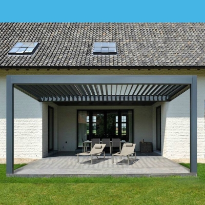 Outdoor patio cover motorized louver roof pergola waterproof