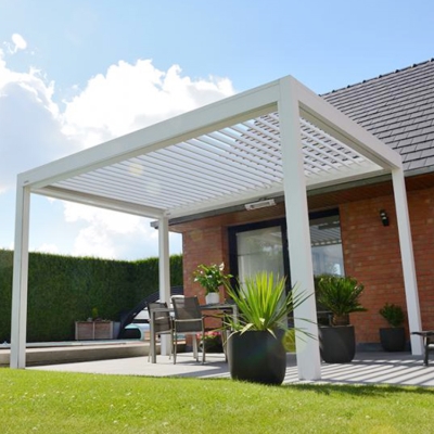 Fully automatic terrace roof cover waterproof aluminum pergola with side screen