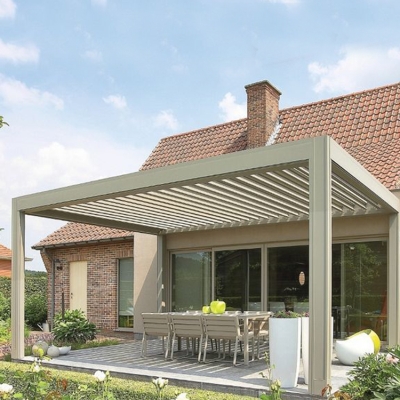 Easily assembled waterproof modern motorized metal gazebo pergola roof