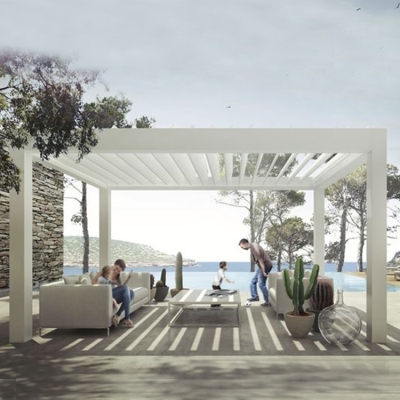 Balcony roof aluminum bioclimatic motorized pergola kits for Spa