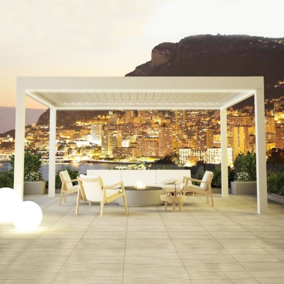 100% Waterproof leisure garden motorized louvered roof terrace wall mounted patio roof pergola