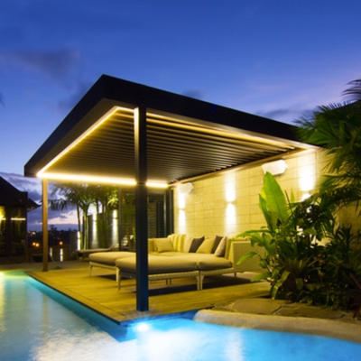 Aluminum frame waterproof motorized shutter pergola for swimming pool