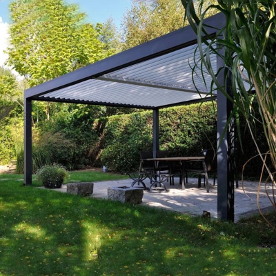 Motorised bioclimatic pergola gazebo aluminium outdoor patio louvered roof