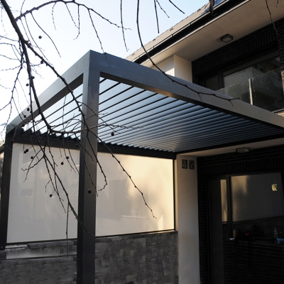 Outdoor furniture bioclimatic gazebo pergola design with flat louver roof system