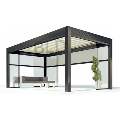 Waterproof Motorized Opening Roof Louver Aluminum Profile Pergola Covers