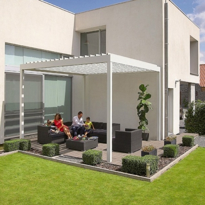 modern outdoor garden design opening louvers movable roofing