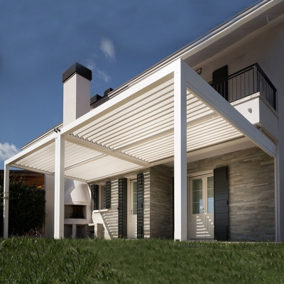 Electric Aluminum Outdoor sunshade pergola automatic roof louver System