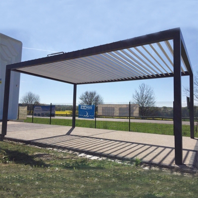 Sun Shade Remote Control aluminum bioclimatic decking pergola with glass door