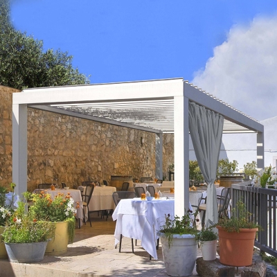 Aluminum Motor Controlled Patio Roof Pergola With Side Screen