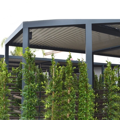 Outdoor modern electric aluminum motorized louvers pergola with led light