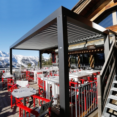 outdoor electric waterproof aluminium slat louvre pergola for shop