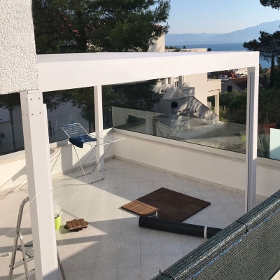 Garden opening closing motorized louvre pergola roof patio cover