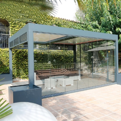 Garden gazebos outdoor aluminum metal pergola sunshade roof