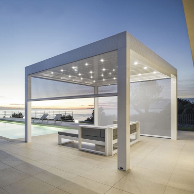 Restaurant motorized louver roof patio cover gazebo pergola set waterproof