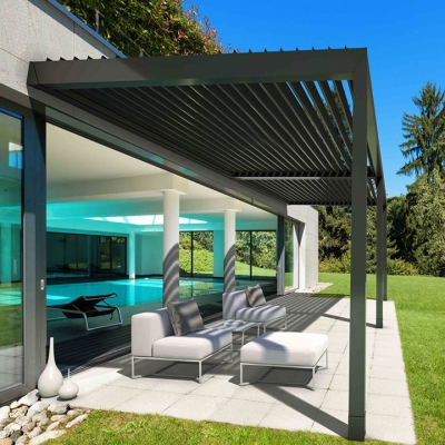 Waterproof aluminum patio roof opening closing louvered pergola roof 4x4m
