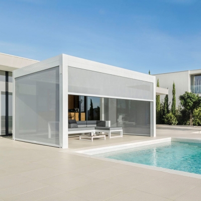 Remote control motorized electric pergola roof louvre outdoor with zip screen