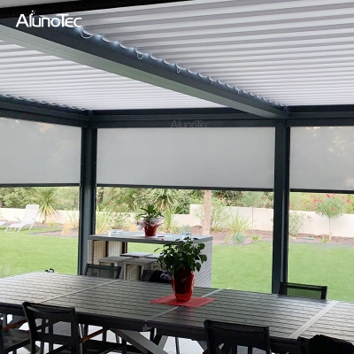 Motor controlled patio roof outdoor aluminium louvre sunshade pergola