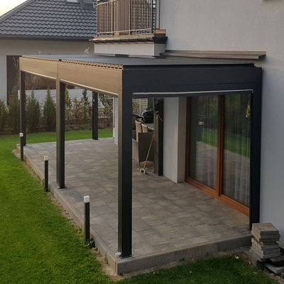Aluminum motorized louvre agzebo waterproof balcony aluminum pergola patio cover