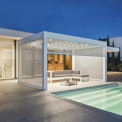 Wall Mounted Outdoor Waterproof Aluminum Pergola Roof System Bioclimatic Motorized Pergola