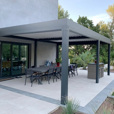 Custom motorized garden pavilion aluminium blade louvered pergola roof diy