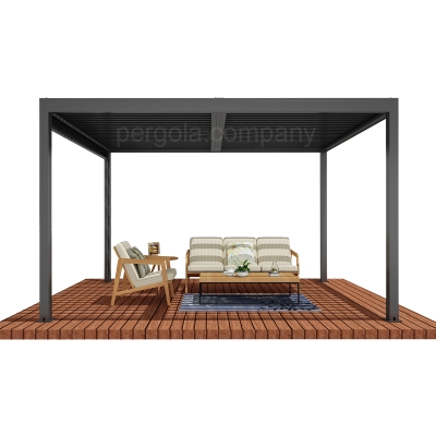 Remote control wall mounted patio cover wind proof pergola motorized louver