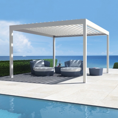 Balcony aluminum motorized opening closing waterproof pergola covers roof sunshade