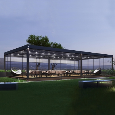 Backyard motorized patio roof bioclimatic aluminum louver pergola outdoor