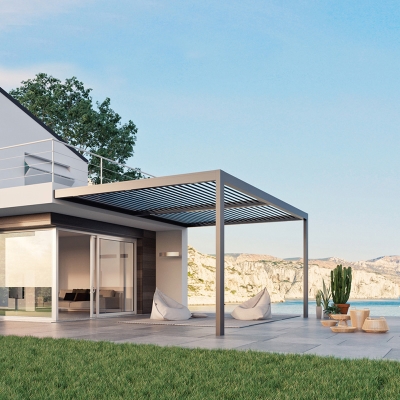 Restaurant pergola motorized louver roof waterproof