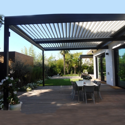 Garden metal motorized patio aluminum pergola with electric adjustable louver