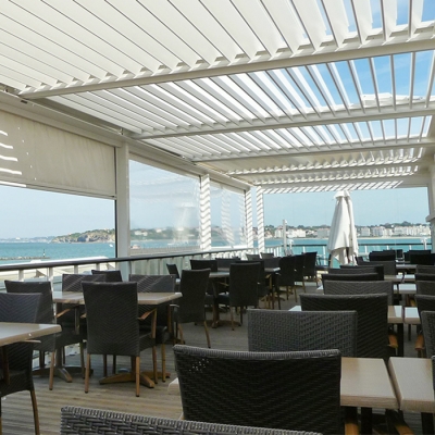 Outdoor aluminum motorized louvre roof shade for pergola