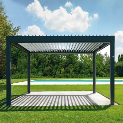 Waterproof Aluminum Deck Patio Cover Electric Opening Louver Roof System Arches Arbours Pergolas