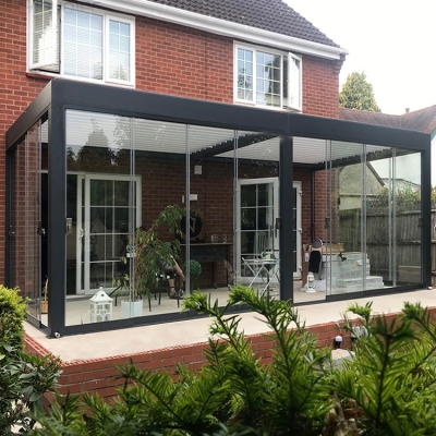 Aluminium outdoor motorized pergola kits bioclimatic price with waterproof louver