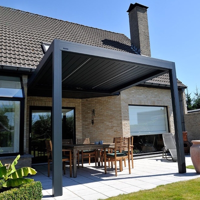 New Europe Balcony Roof Aluminum Waterproof Pergola With Bioclimatic Louver Roof