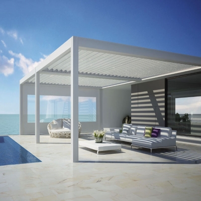 Modern bioclimatique patio electric roof system motorized aluminum pergola cost