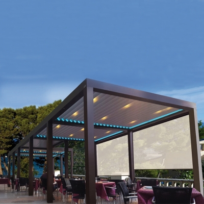 100% waterproof customized size pergola motorized adjustable louver roof