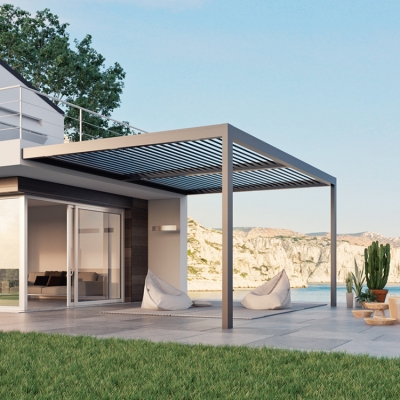 Four pillars of Pergola Gazebo Pavilion Louvers Aluminium Outdoor